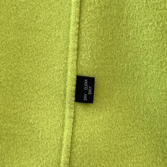 Linda Allard Ellen Tracy Chartreuse Green Open Front 100% Wool Jacket w/Pockets - Picture 6 of 7